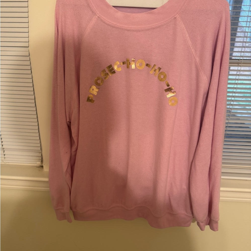 Pink Sweatshirt with Gold Lettering
